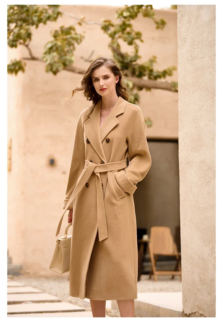 Women's Coat Double-sided 10% Cashmere 90% Wool Women's Long Coat Jacket, 2024 Winter New Long Cashmere Coat Women