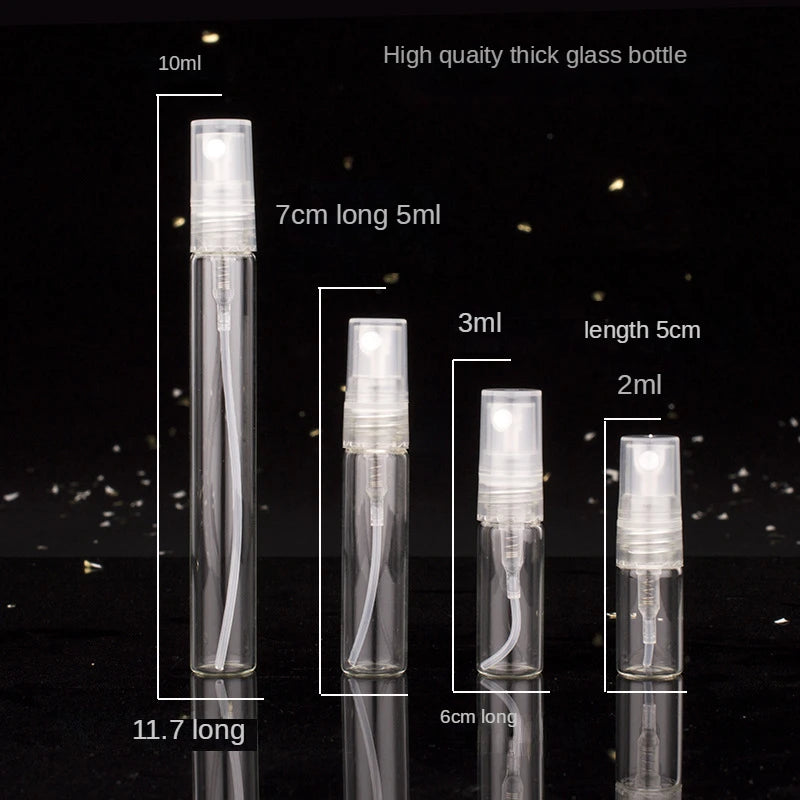 5pcs/pack 2ML/3ML/5ML/10ML Wholesale Transparent Mini Portable Perfume Separate Bottling Trial Filling Sample Empty Bottle Spray