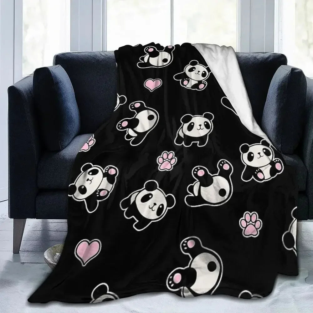 Panda Cute Animal Blankets Soft Warm Flannel Throw Blanket Bedspread for Bed Livingroom Picnic Travel Home Sofa