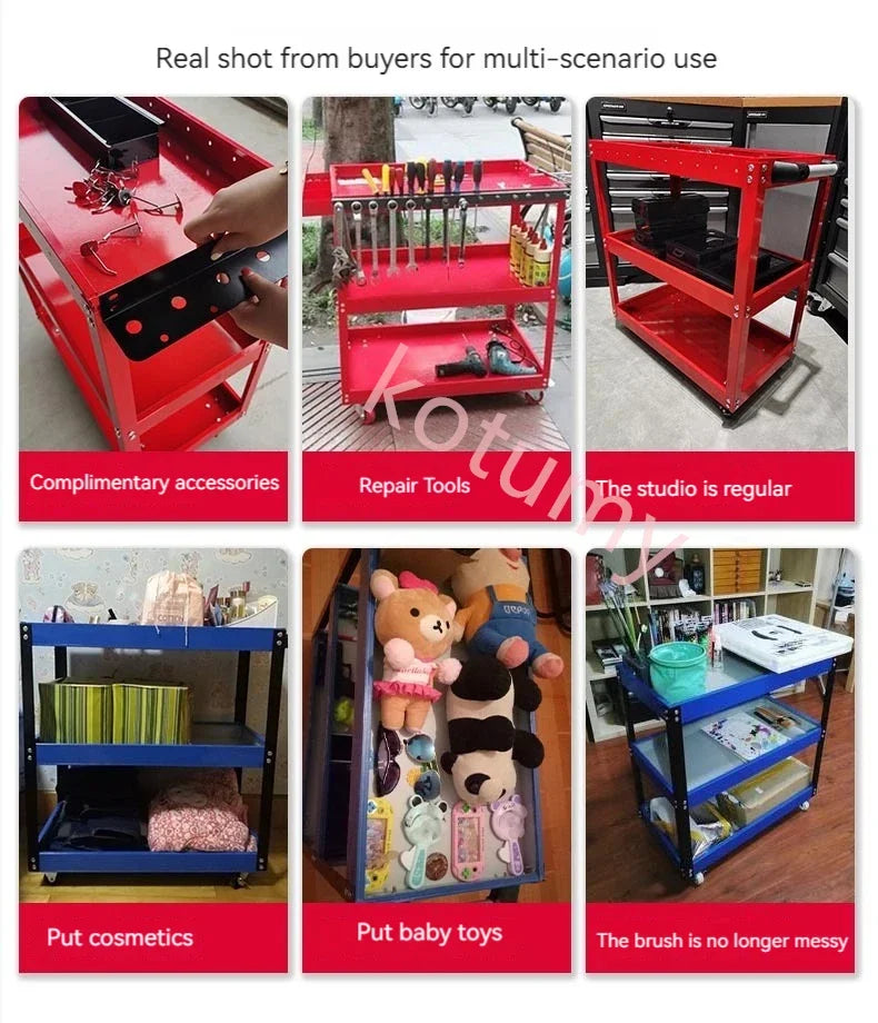 Multifunctional Tool Trolley Toolbox Tool Cart With Mute Wheels Maintenance Storage Shelf Layer Small Cart