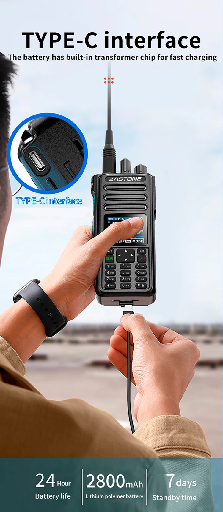 ZASTONE M9 10W Walkie Talkie Ham Amateur 2 Way Radio AM Air Aviation Band High Power Walkie-Talkie CTCSS FM Radio