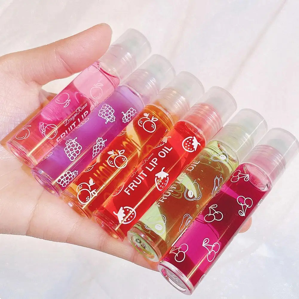 1pc Transparent Hydrating Lip Gloss Fruit Roll-on Balm Lip Makeup Primer Moisturizing Clear Lip Oil Long Lasting Cosmetics