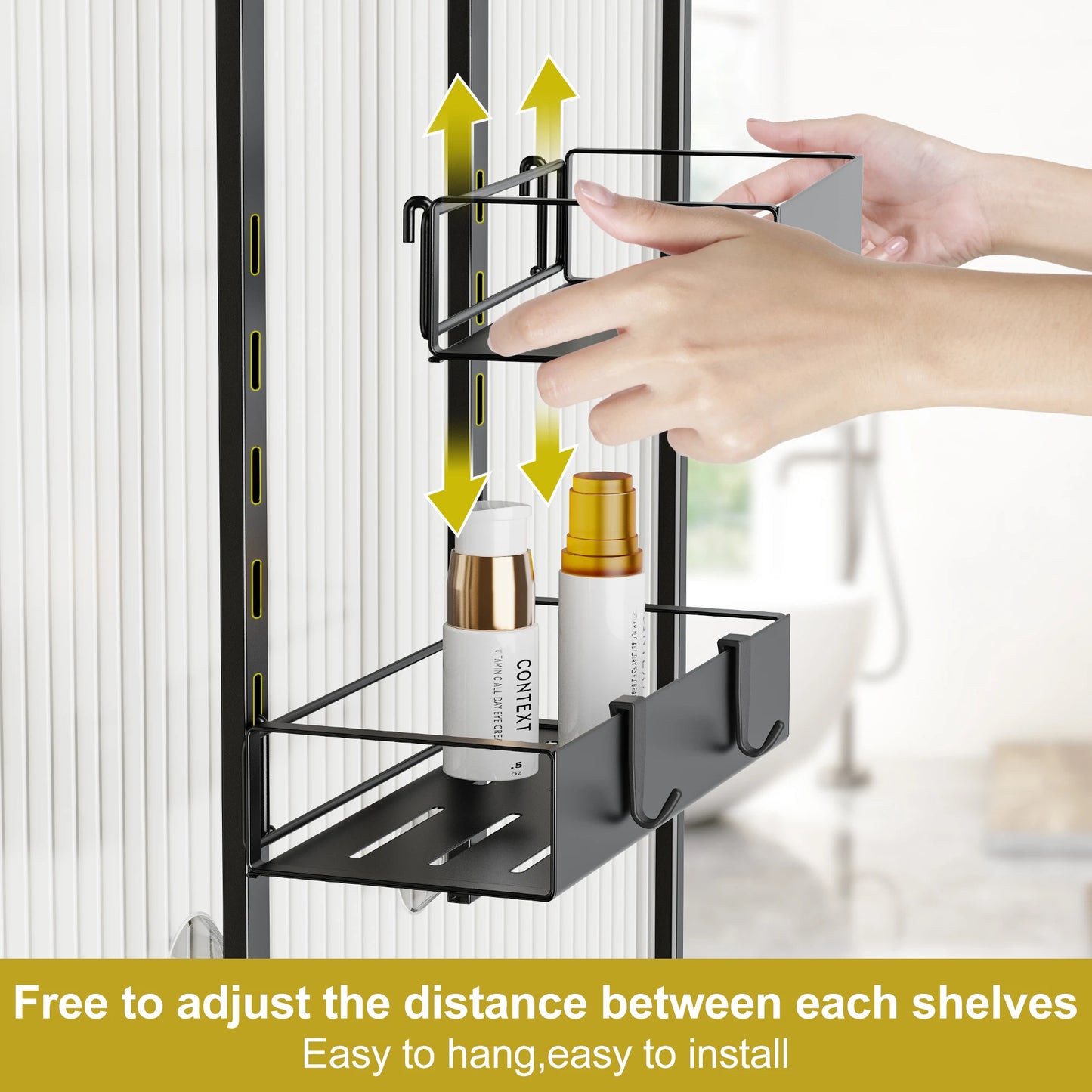 Triple Bathroom Shelves Iron Rack Without Drilling Over Door Hanging Storage Basket with Hooks Shampoo Organizer Shower Holder