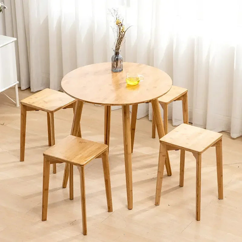 Nordic Small Coffee Table Tea Table Bamboo Side Tables Small Round Tables Modern Simple Balcony Negotiation Tables Living Room