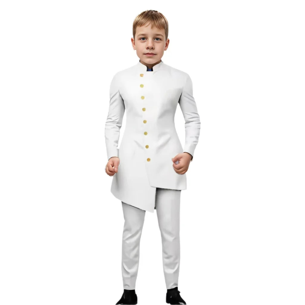 Indian Style Boys' Suit   Tuxedo Long Suit Single Breasted Jacket And pants Set Wedding Fashion Children's Party Dresses