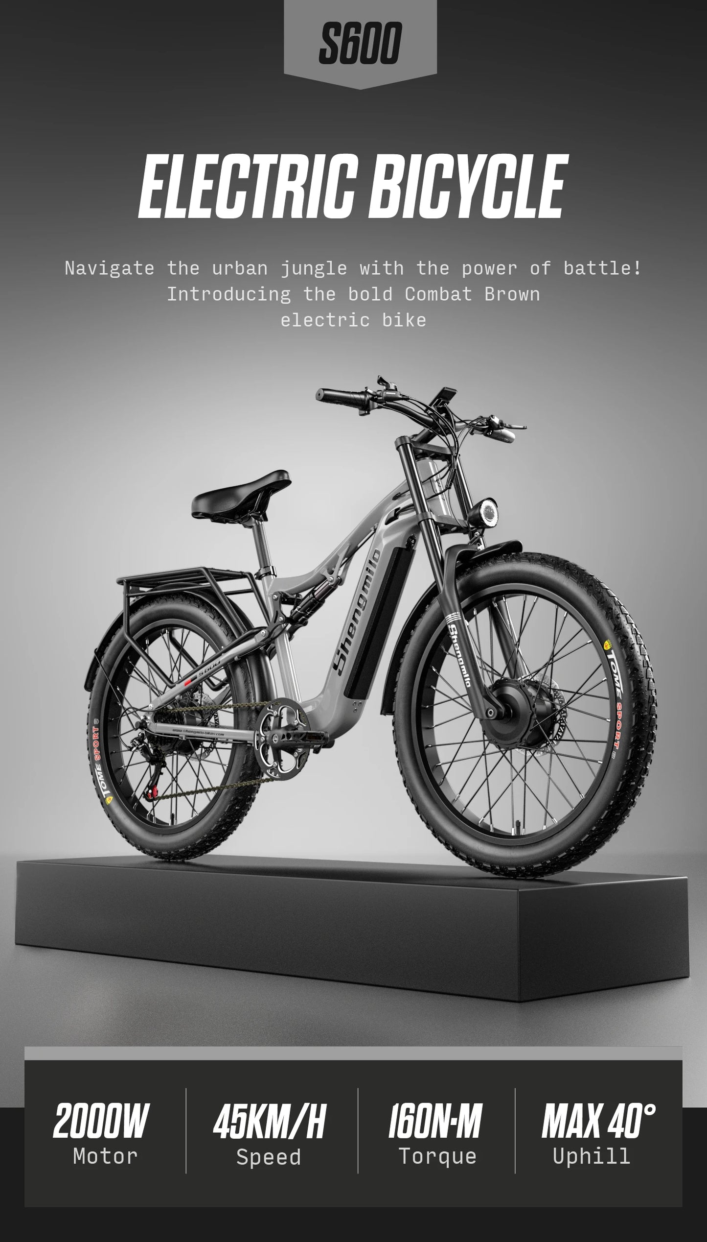 Shengmilo S600 Adult Electric Mountain Bike2000W Dual Motor 48V17.5AH ebike,Dual Suspension Electric Bicycle（US Warehouse））