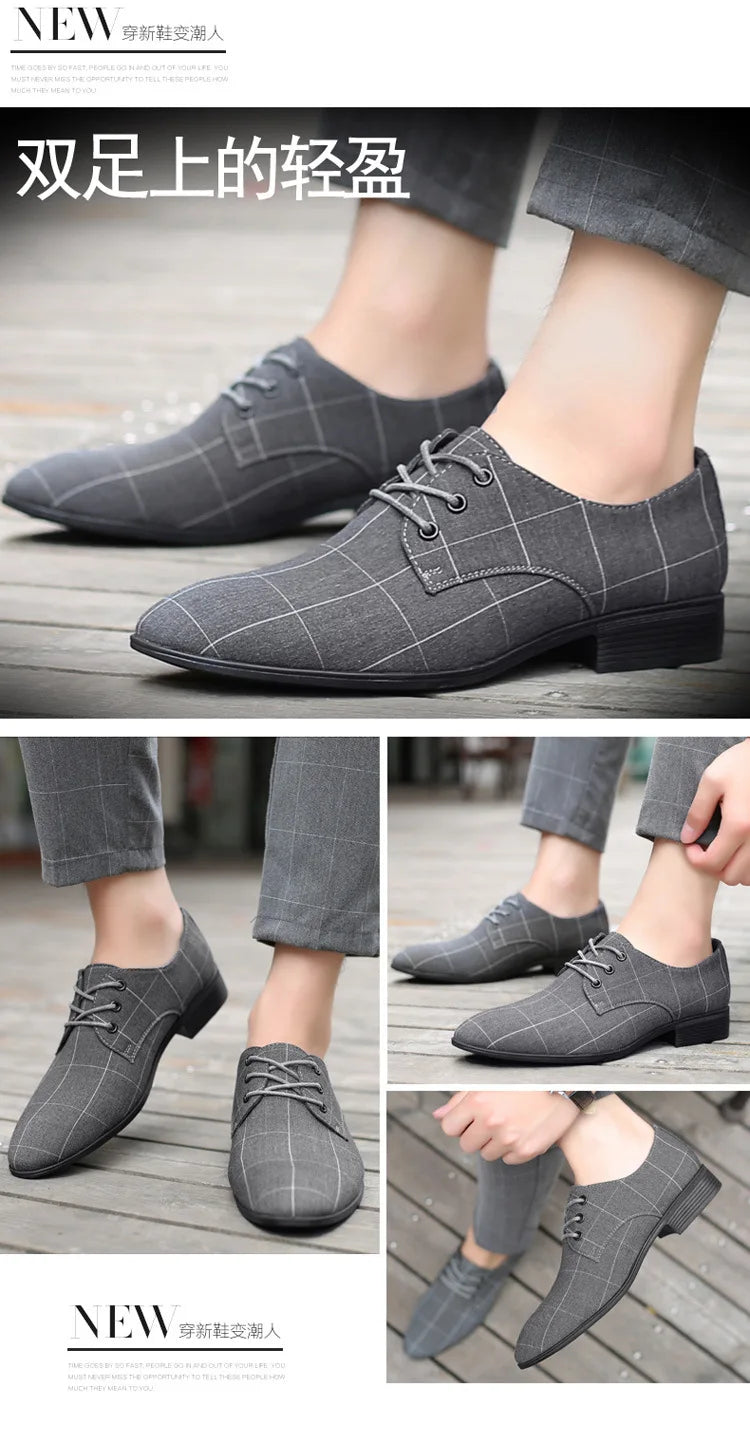 Mens Dress Shoes Summer New Men's Plus Size Casual Shoes Breathable Pointed Toe Old Beijing Cloth Shoes Canvas Leather Shoes