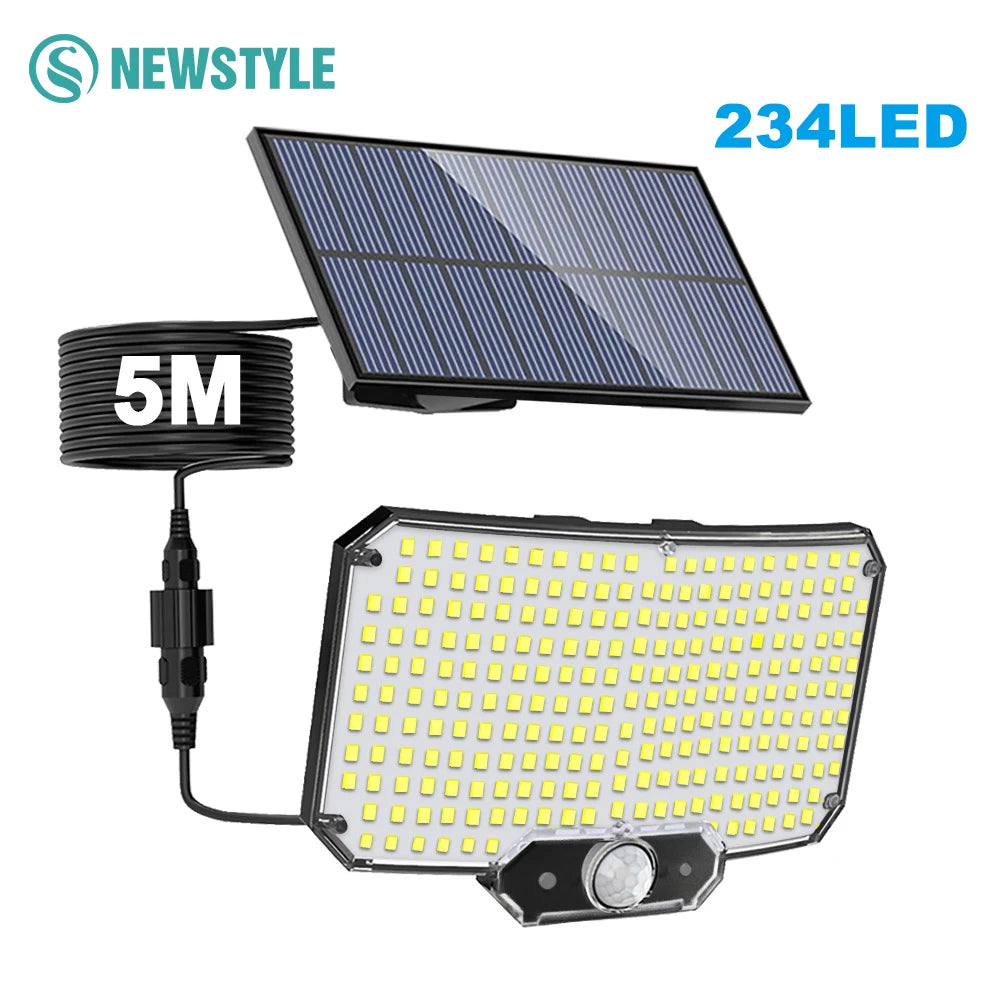 234LED Solar Light Outdoor Waterproof With Motion Sensor 3 Lighting Mode Security Light Solar Flood Light for Garden Garage Yard