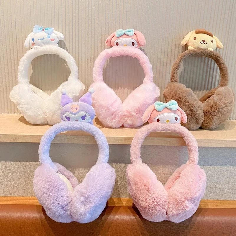 1PC Girls Gift Sanrio Children Plush Earmuffs Kuromi Cinnamoroll Winter Cute Cartoon Comfortable Warmth Protection Ear Toys