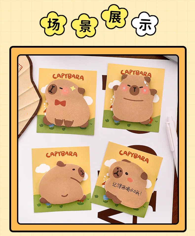 Capybara Sticky Notes, Cute Sticky Notes, Student Cartoon High-looking Sticky Notes Kawaii Memo Pad  Stationery  Stationary