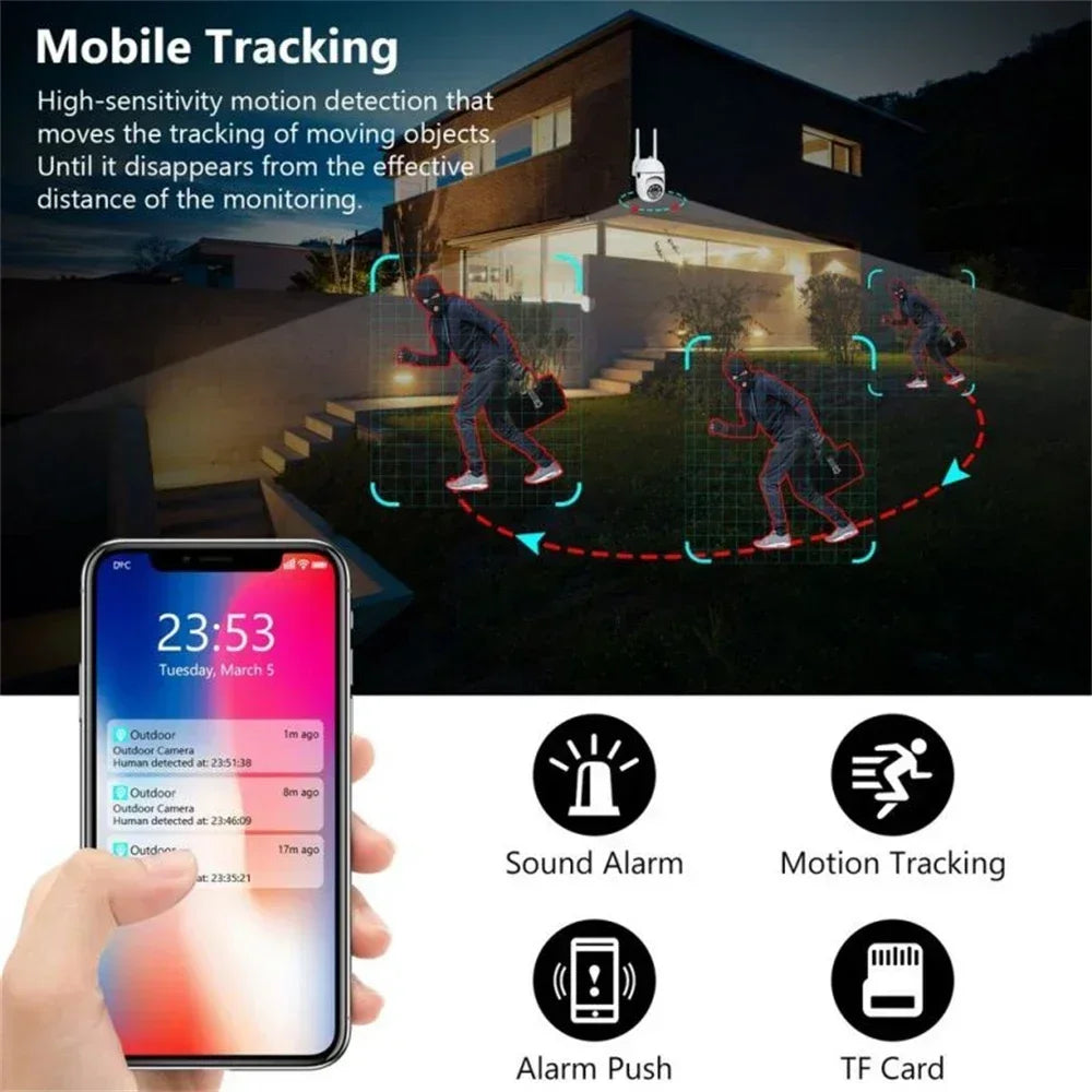 8MP Wireless Security Surveillance PTZ Camera Wifi IP Outdoor 4X Zoom Cameras AI Human Tracking Two-way Audio HD Night Color Cam