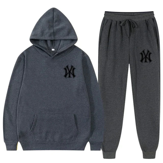 2 Pieces Sets Tracksuit Hooded Sweatshirt +Drawstring Pants Male Sport Hoodies Running Sportswear Men Women Brand Autumn Winter