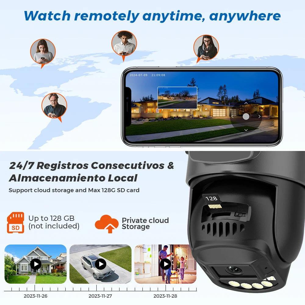 10MP 5K Wifi Surveillance Camera Outdoor 5X Digital Zoom PTZ IP Camera Dual Lens Dual Screens 2.4G/5G Auto Tracking Security CAM