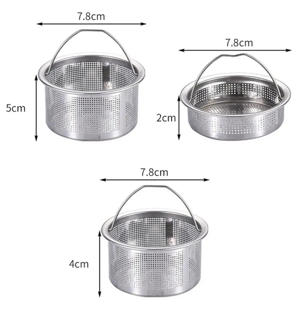 304 Stainless Steel Kitchen Sink Strainer Plug Dense Hole Water Basin Sink Drain Filter Basket With Handle Draine Accessories