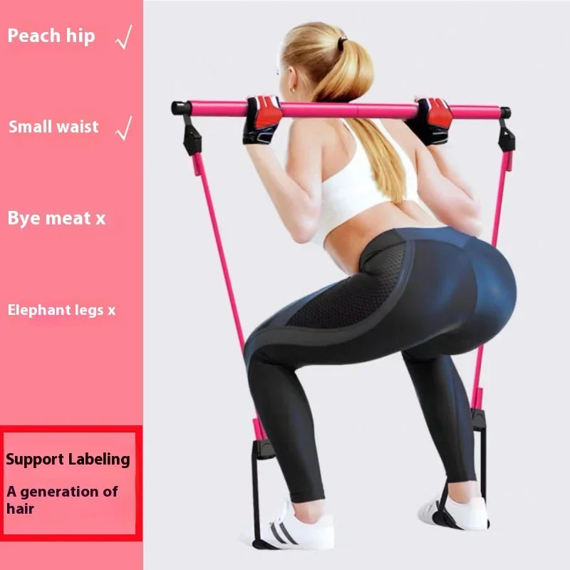 Pilates Stick Multi Functional Fitness Stick Yoga Pilates Gym Equipment Elasticity Exercise Training Hip Pulling Rope Workout