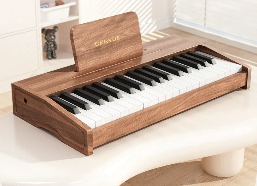 Wooden Children Little Piano Pattern Electronic Keyboard Beginner Baby Infant Boy Girl Baby Toy Gift