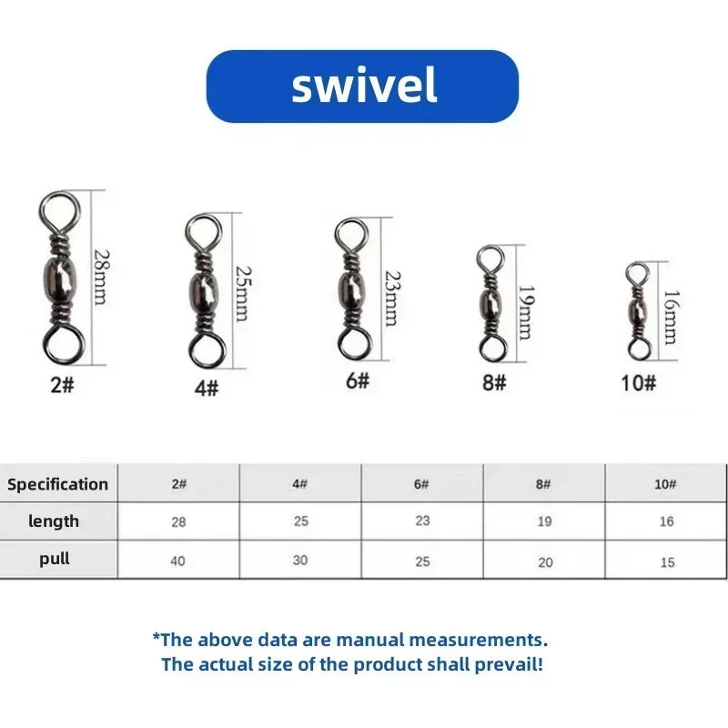 Fishing swivel 100 pieces carbon steel swivel fishing line connector micro swivel solid ring fishing gear