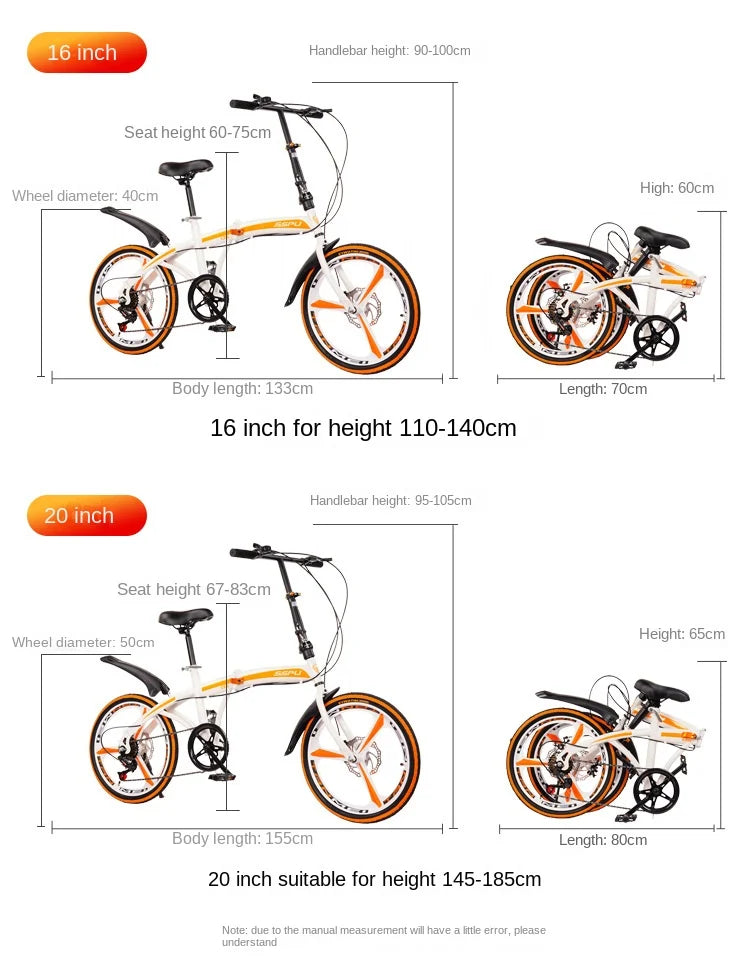 FJ 20 Inch Variable Speed Dual Disc Brake Durable Folding Bicycle For Adult Outdoor Cycling Alloy Integrated Wheel Mountain Bike