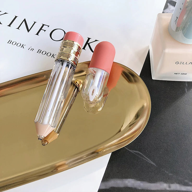 Mini Capsule Liquid Foundation Cosmetics Bottling Travel Portable Skin Care Bottle Pencil Refilable Bottle with Lip Brush Tool