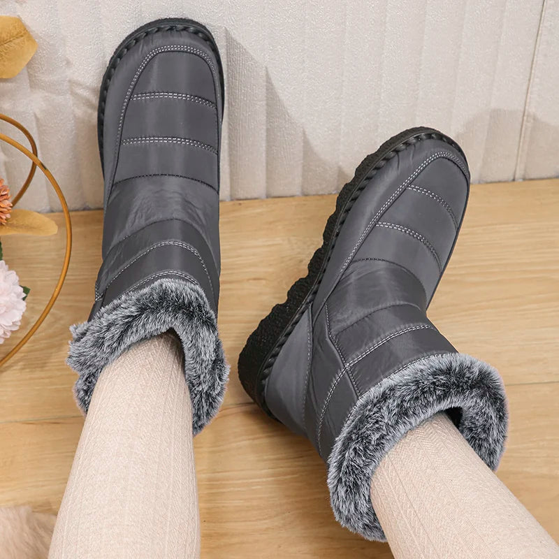 2024 Waterproof Snow Boots for Women Winter Shoes Faux Fur Plush Ankle Boots Woman Plus Size Non-Slip Warm Cotton Botas Mujer