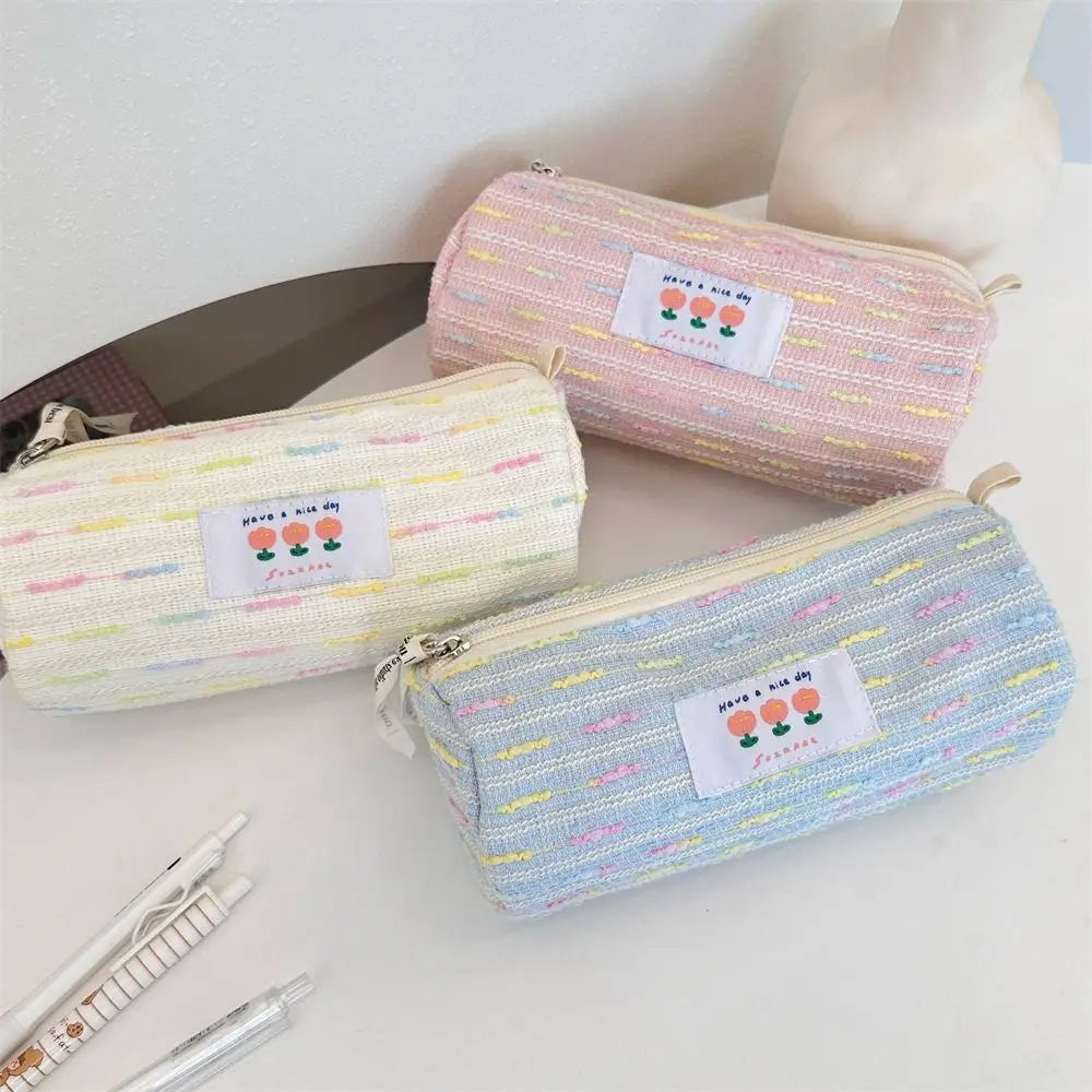 Gift Embroidered Pencil Case Large Capacity Stationary Case Stationary Storage Pouch Cosmetic Bag