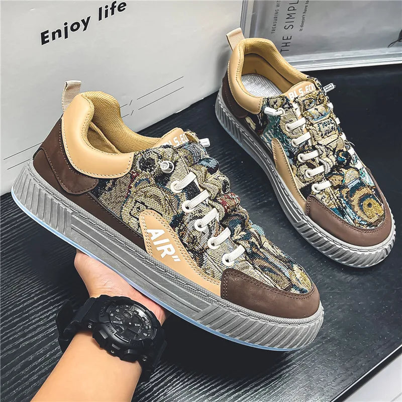 Men's Run Sneaker Walking Leather Shoes Youth Casual Cricket Shoes Fashion Trend Board Shoes Comfort Skateboard Shoes