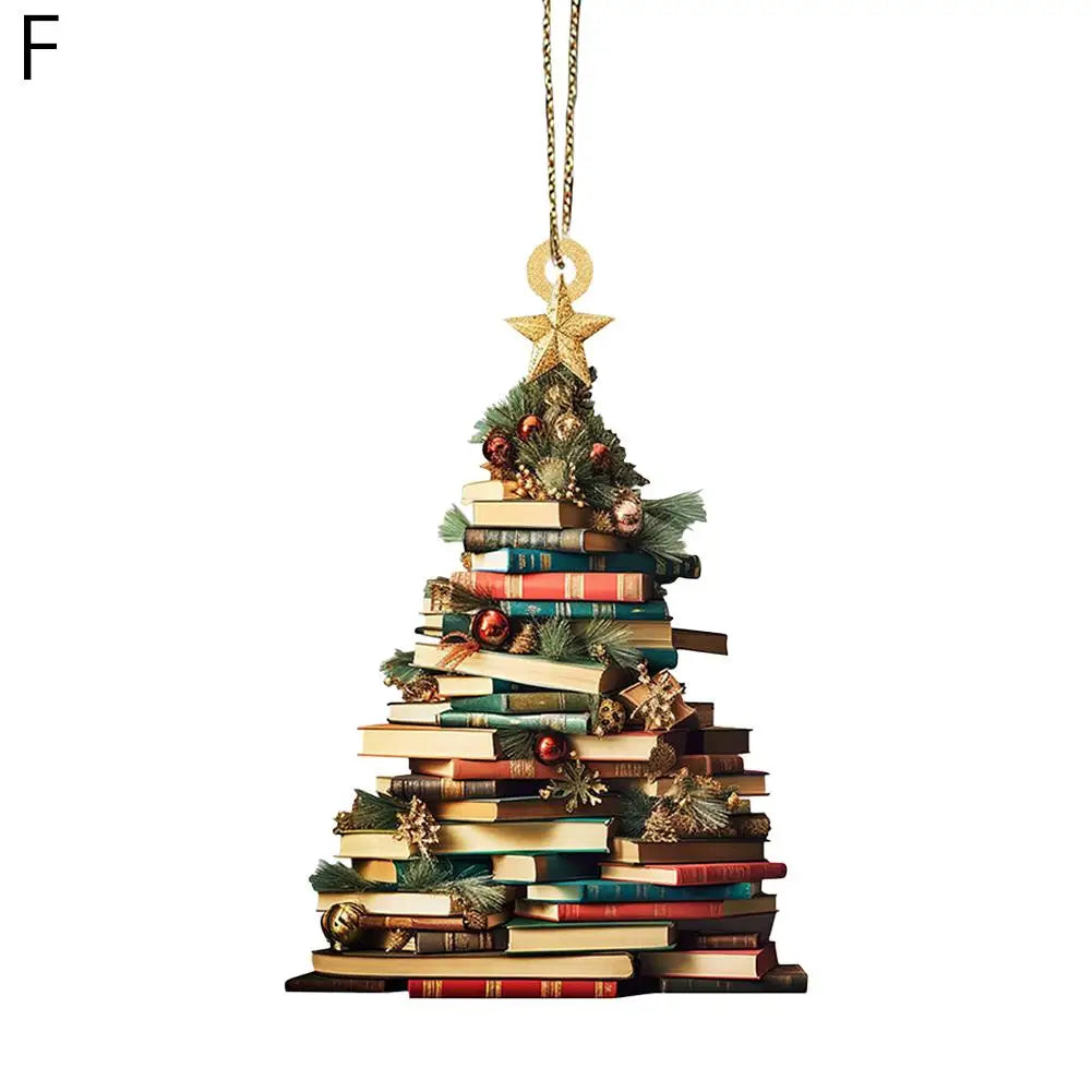 3d Bookshelf Christmas Pendant Flat Printing Book Dogs Diy Xmas Gifts Tree Hanging Crafts Window New Year Drop Dec W0g8