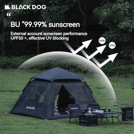 Naturehike BLACKDOG Automatic Tent Black Coating Two Doors Four Windows Camping Outdoor Sunscreen Waterproof Quick Opening Tent