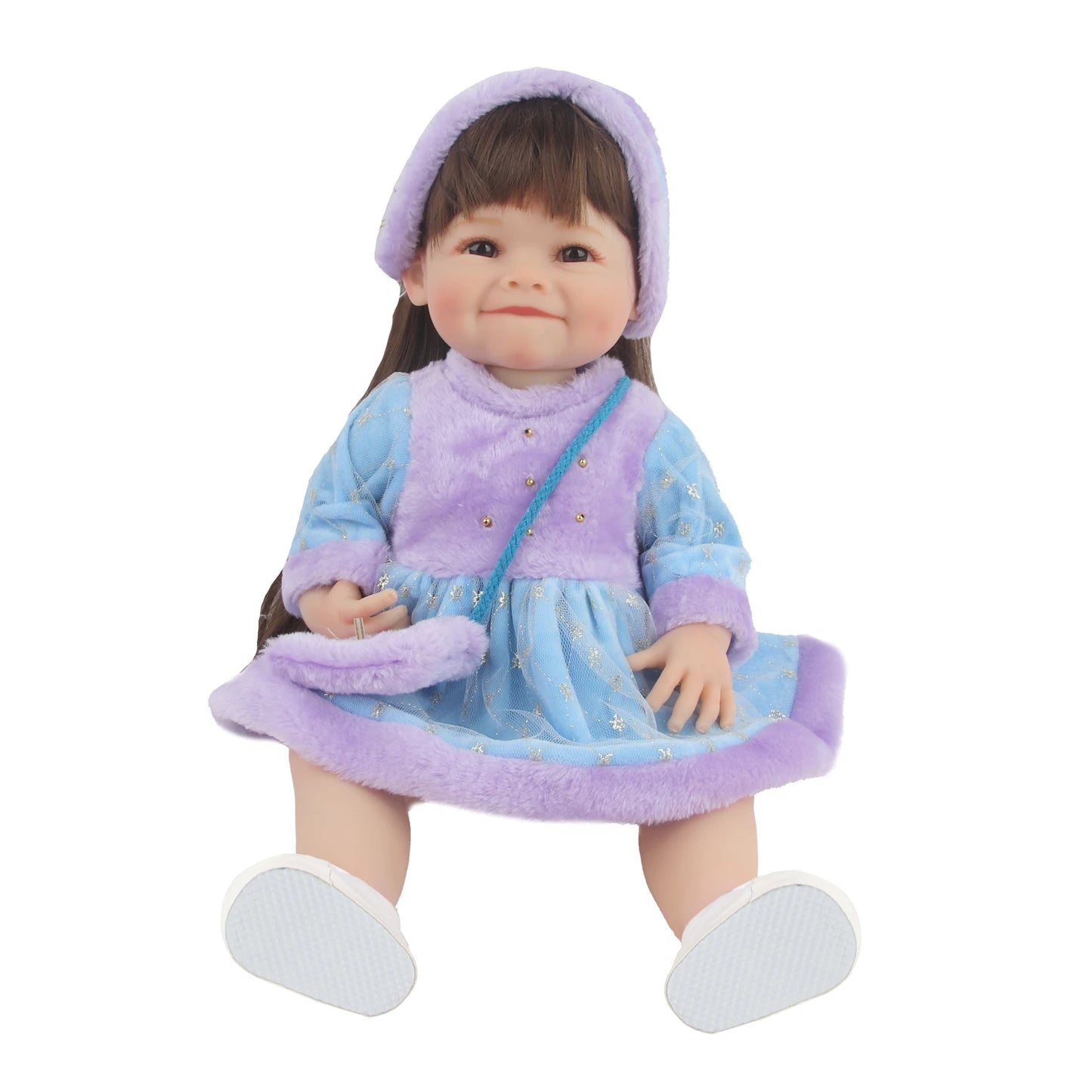 55CM 22 Inches Baby Reborn Girl Doll Full Body Soft Silicone Cute Newborn Dolls With Shoes,Clothes Girl's Best Gift Festival Toy