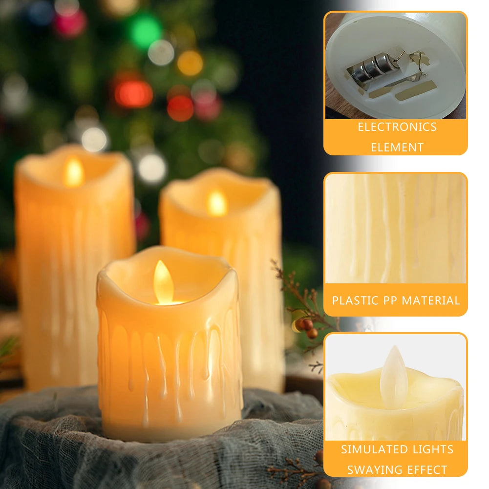 Flameless LED Candles Light Simulation Flickering Pillar Candles Tea Lights Home Wedding Birthday Party Decoration