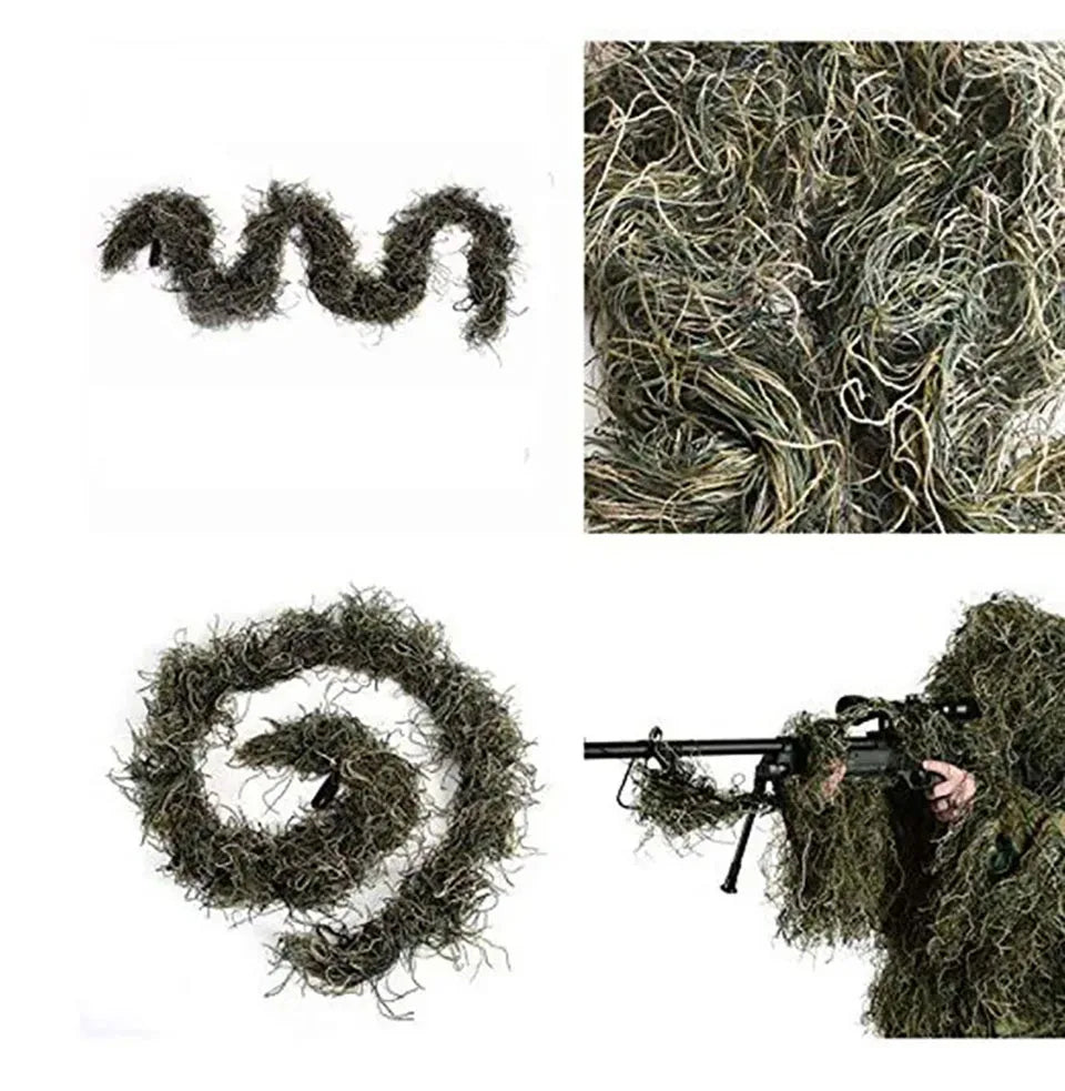 1.2M Elastic Ghillie Clothing Camouflage Rope Holster Wrap Outdoor Tactical Cs Rope Gear Depth  Concealment of Concealed Wool