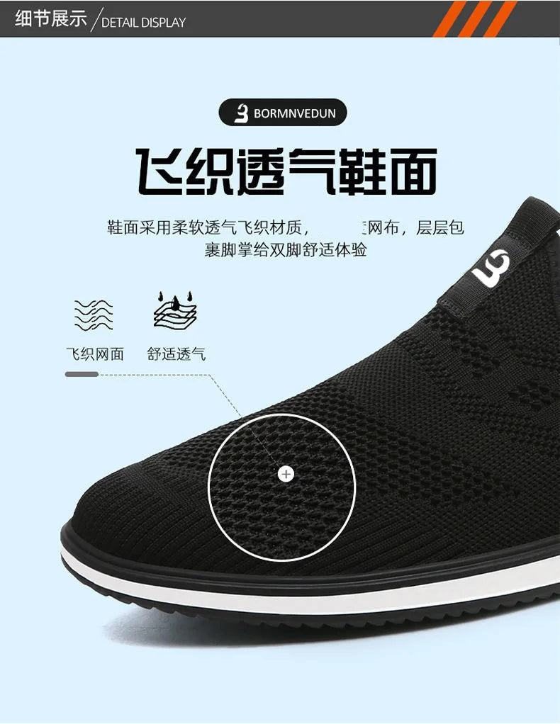 Sneakers Men 2023 New Breathable Mesh Lightweight Casual Shoes Comfortable Soft Bottom Flats Slip on Men Shoes Zapatillas Hombre