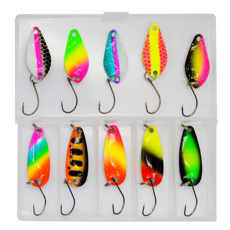 JYJ 2g 3g fishing kit jig spoon lure bait,hard metal spinner wobbler spoon trout bass area fishing gear lure spoon bait