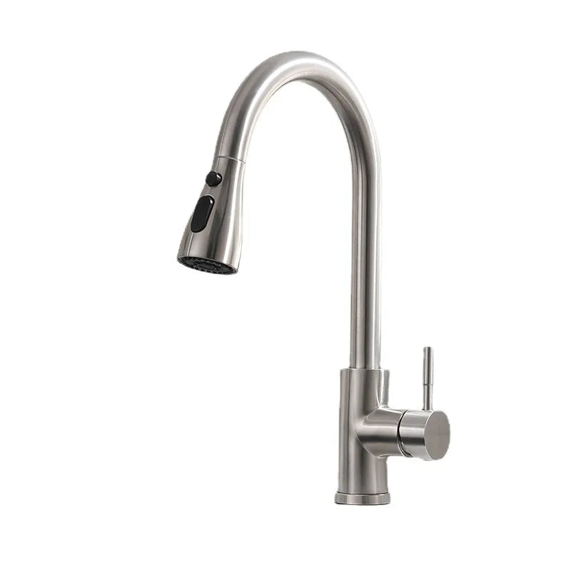 Tapware Removable hot sink Kitchen Flexible faucet with pull down sprayer mixer Black  korea type gourmet single lever stream