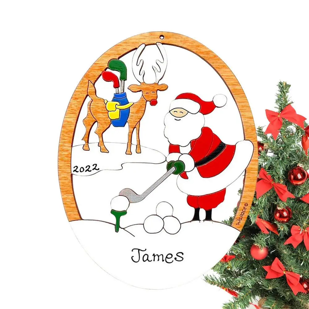 Santa Claus Christmas Tree Decorations | Wooden Ornaments Santa Claus Decorative Pendants | Christmas Party Supplies Hanging Dec