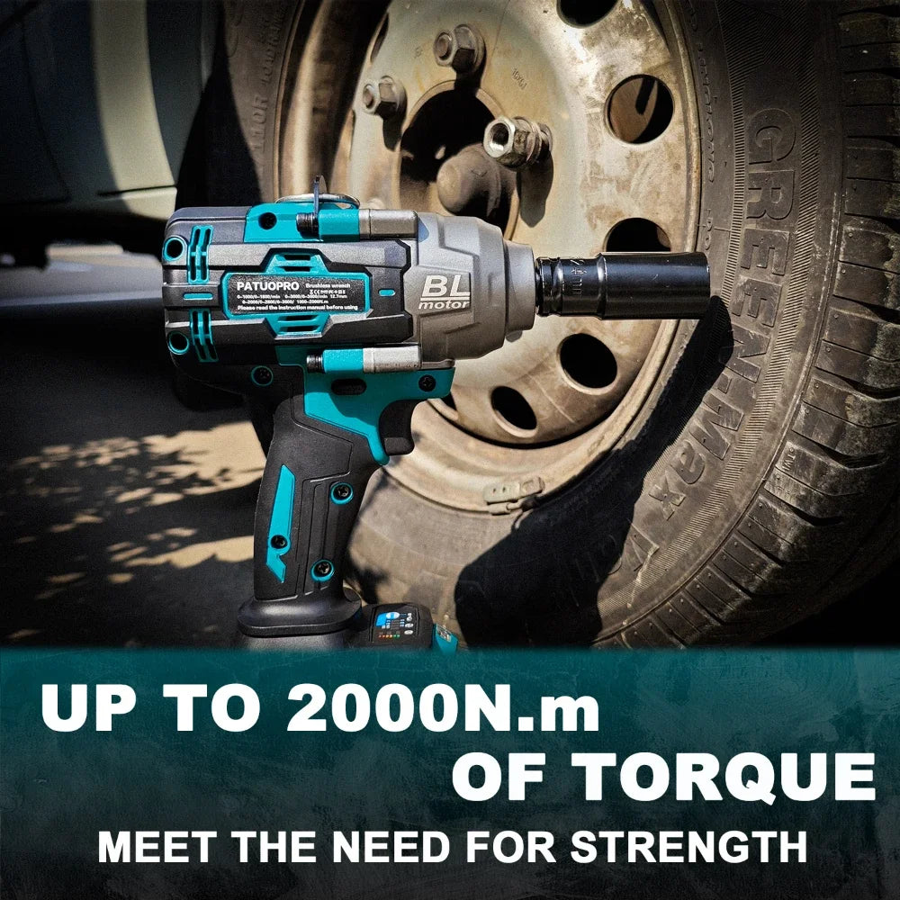 21V Brushless Cordless Wrench Max 2000N.m Electric Impact Wrench Rechargable Power Tools For Makita 18v Battery(No Battery)