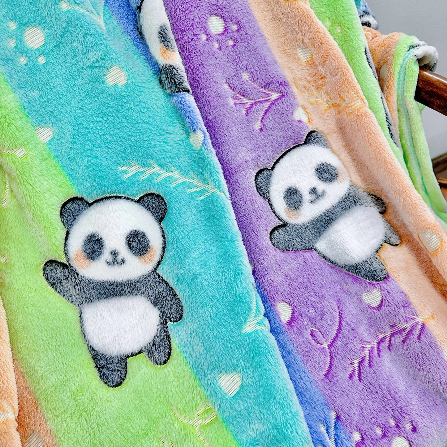 1pc Soft and Luminous Panda Flannel Throw Blanket for Bed, Sofa, and Travel - Perfect Gift for Kids and Adults