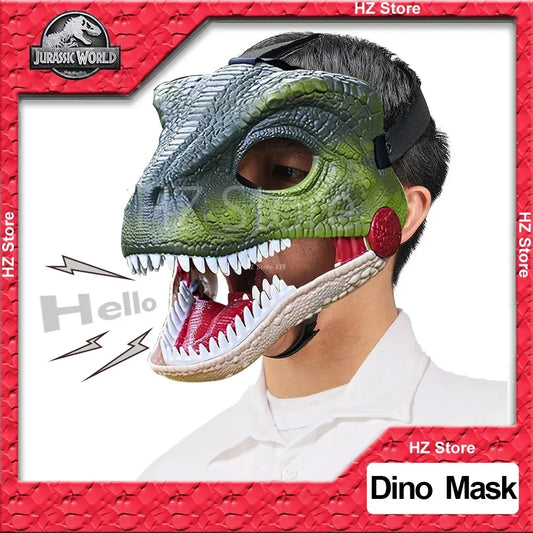 Jurassic World Toy Hard Plastic Dinosaur Mask with Opening Jaws & Sound Effect Velociraptor Mask DIY Dino Toys for Kids Gift