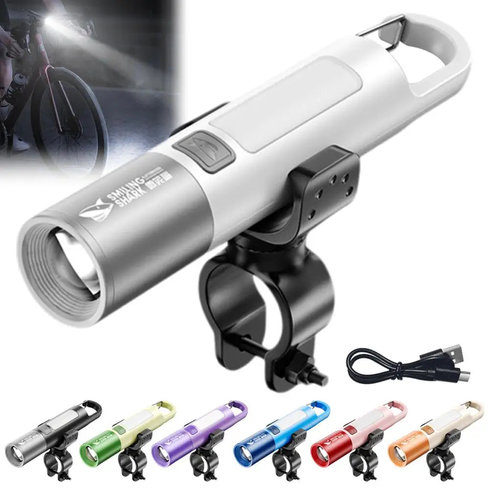 3-in-1 800 Lumen Bicycle Flashlight With Stand Usb Light Waterproof Super Zoom Cycling Rechargeable Led Bright W2c6