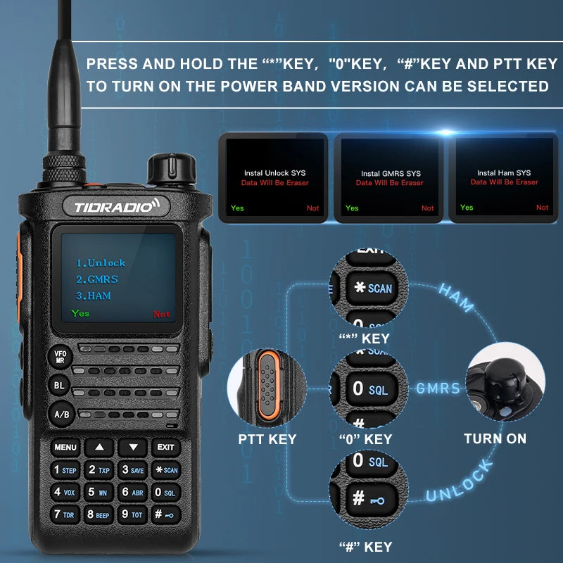 2nd Gen 2PCS TIDRADIO H8 10W Walkie Talkie Long Range Connection Wireless Programming Multi-Band Two Way Radio  Portable Set HAM