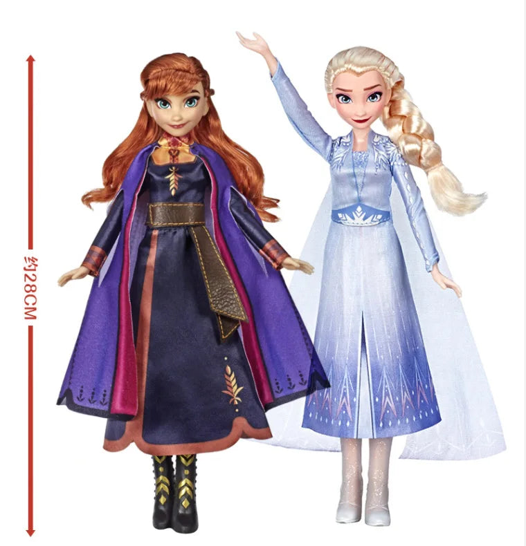 Disney Cute Cartoon Anime Frozen Princess Elsa Anna Sound and Light Singing Doll Mobile Toy Action Figures Girl Festival Gifts