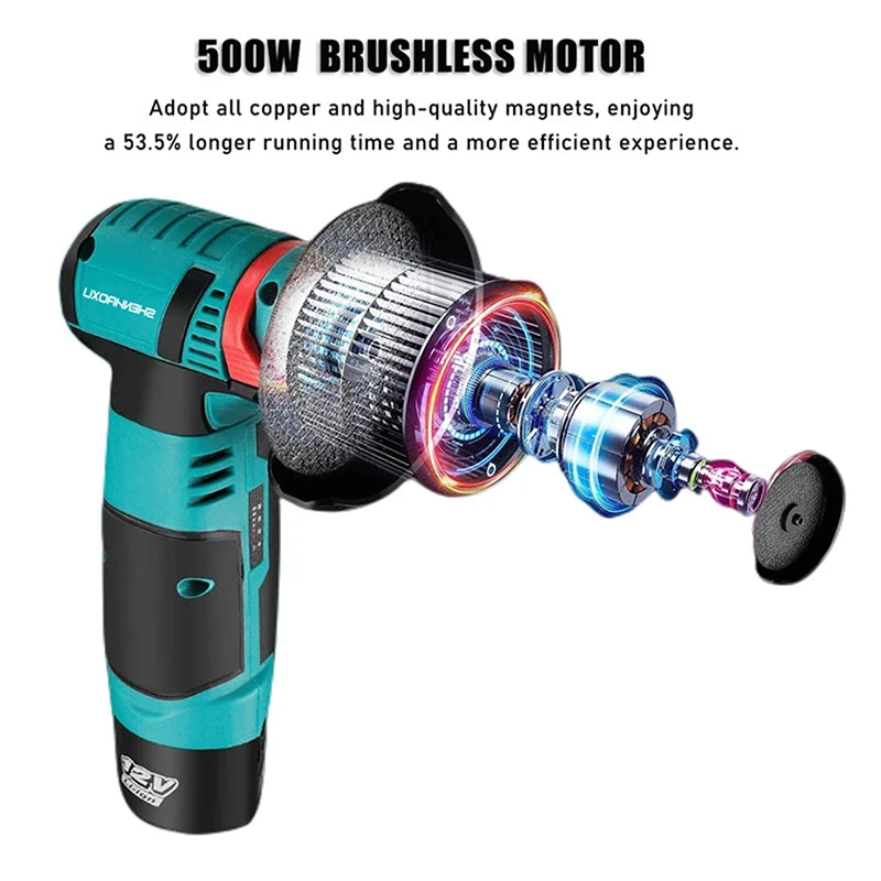 Super Cordless Angle Grinder 12V Mini Brushless Motor Rechargeable Lithium Battery Polishing Machine Diamond Cutting Power Tools