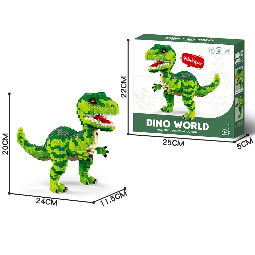 Knew Built Dinosaur Tyrannosaurus Rex or Velocira Models Micro Mini Building Blocks Puzzle Toys Perfect Gifts Desktop Decoration