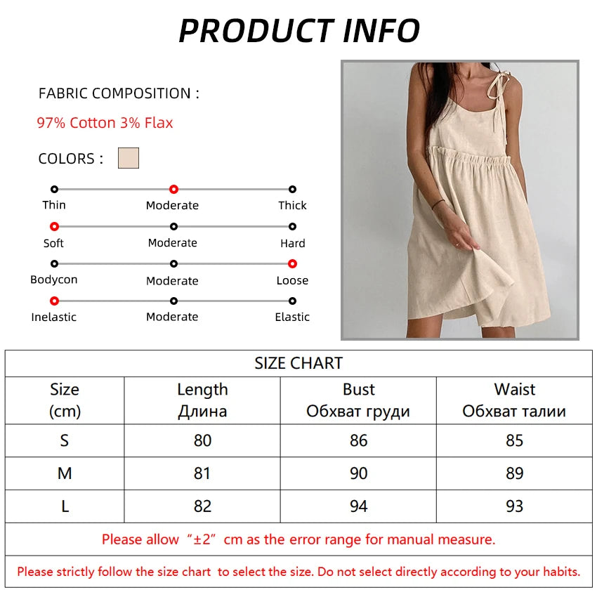 New In Cotton Linen Summer Dress Women 2024 Sexy Sleeveless Bandage Lace Up Chic Elegant Party Club Mini Dresses Beach Sundress