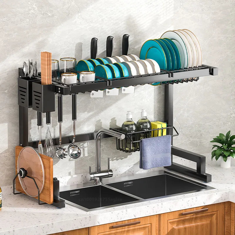 Kitchen Storage Rack Sink Dish Drying Holder Bowl Dish Chopsticks Organizer Shelf Cutlery Drain Rack Kitchen Countertop Rack