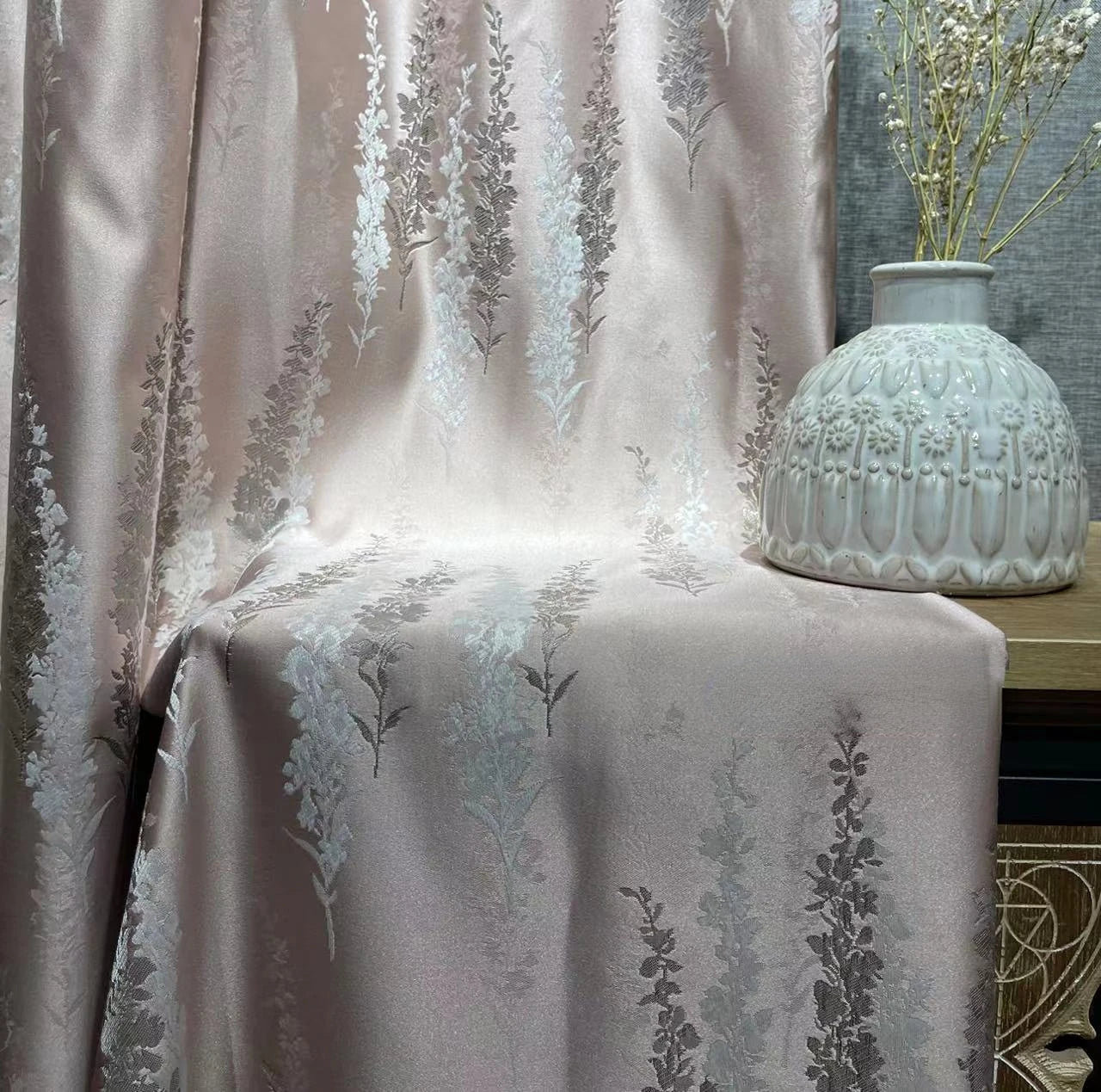 Girly Pink Lavender Curtain Jacquard American Light Luxury Pink Blackout Curtain Curtains for Living dining room bedroom