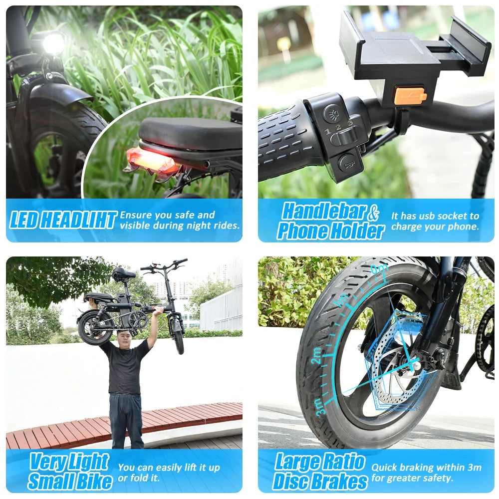 ebike 400W 48V 30AH Adult Fat Tire electric bike Folding Electric Bicycle City Commuter Electric Bike Urban Ebike