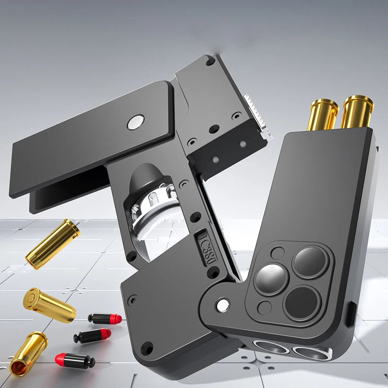 New Folding Mobile Phone Soft Bullet Gun Toy Children's Mobile Phone Deformation Toy Pistol with 2 Seed Bullets Children's Gift