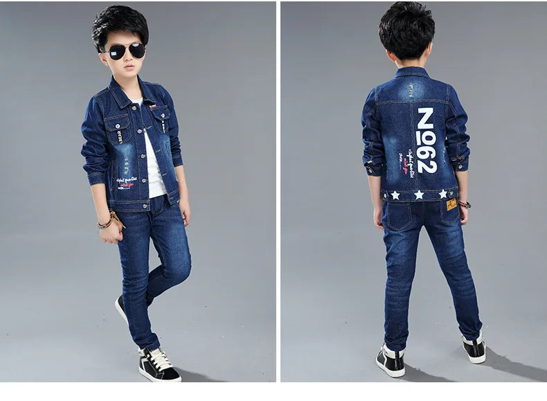 Boys Spring and Autumn Children's Two Piece Set for Kids Clothing Boys Denim Set