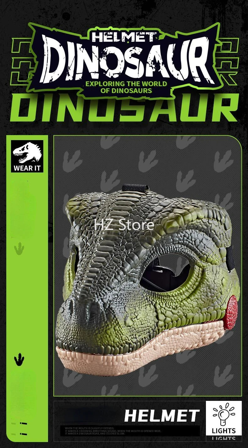 Jurassic World Toy Hard Plastic Dinosaur Mask with Opening Jaws & Sound Effect Velociraptor Mask DIY Dino Toys for Kids Gift